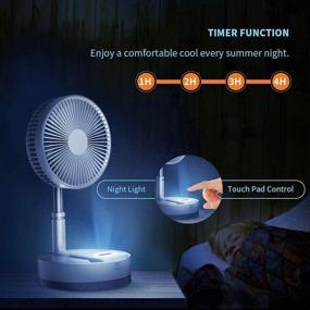 img 2 attached to Aihanch Rechargeable Desk and Floor Fan: Powerful 10800mAh Battery Operated Oscillating Fan with Remote Timer, 4 Speeds, Adjustable Height, Foldaway Design, Night Light - Ideal for Home, Outdoor, Camping, and Travel