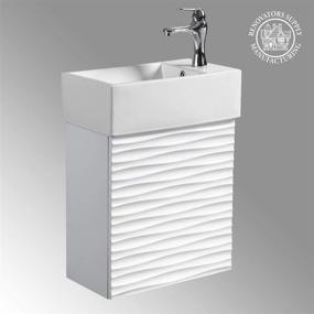 img 3 attached to 💦 Renovators Supply Manufacturing Ripple Wall Mount Vanity Sink Combo: Heavy Duty Porcelain White Cabinet, Chrome Faucet, Pop Up Drain, Overflow - Small Vanity Sink