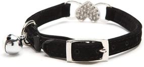 img 3 attached to 🐱 CHUKCHI Heart Bling Cat Collar - Safety Belt, Bell - Size 8-11 Inches