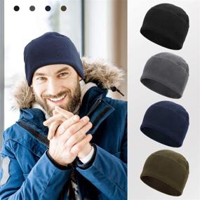 img 3 attached to SATINIOR 4-Piece Fleece Watch Cap Skull Beanie Winter Hat Set for Daily Wear and Sports