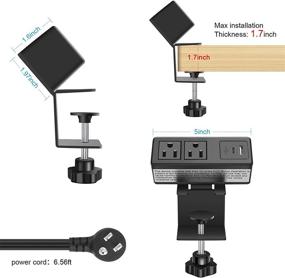 img 3 attached to 💡 Convenient Desk Edge Power Strip with USB Ports & Clamp for Home Office - 6.5ft Extension Cord, 2 Plug Connectivity