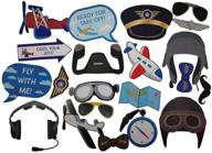 🛩️ airplane photo props (32 pieces) - party favors for photo booths, kids birthdays, and airplane parties! pre-made for easy convenience! logo