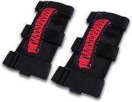 🚗 2-pack car roll bar grab handles - improved fit for jeep wrangler yj tj jk jl & gladiator jt (1987-2020) - includes 3 straps and woven handle - black & red logo