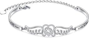 img 4 attached to 👼 FLYOW S925 Sterling Silver A Piece of My Heart Lives in Heaven Bracelet: Angel Wings Jewelry for Son Daughter Memorial Gift