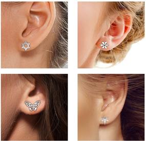 img 2 attached to 👧 Stylish and Hypoallergenic: 30 Pairs of Assorted Stainless Steel Stud Earrings for Teen Girls