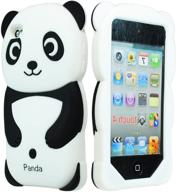 🐼 bastex soft gel silicone flexible cute panda case for apple ipod touch 4, 4g - black and white logo
