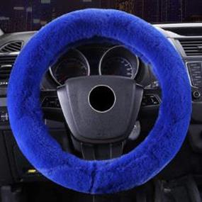 img 3 attached to 🔵 Улучшите комфорт и стиль с НАБОРОМ ковриков для рулевого колеса SHIAWASENA Blue Warm Faux Wool в количестве 3 штук