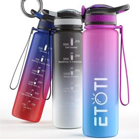 img 4 attached to 🚰 ETOTI Water Bottle with Straw: BPA-Free, Motivational 32 oz Sports Bottle for Fitness and Outdoor Activities