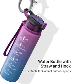 img 2 attached to 🚰 ETOTI Water Bottle with Straw: BPA-Free, Motivational 32 oz Sports Bottle for Fitness and Outdoor Activities