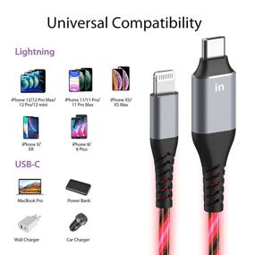 img 1 attached to USB C To Lightning Cable 3FT-Oliomp (Apple MFi Certified) Lighted Up LED Flowing IPhone Charger Cable 3Ft Fast Charging Data Cable For IPhone 13/12/11 Pro Max/XS/XR/X/8/7/6S/6Plus/SE/5S (Red)