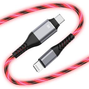 img 4 attached to USB C To Lightning Cable 3FT-Oliomp (Apple MFi Certified) Lighted Up LED Flowing IPhone Charger Cable 3Ft Fast Charging Data Cable For IPhone 13/12/11 Pro Max/XS/XR/X/8/7/6S/6Plus/SE/5S (Red)