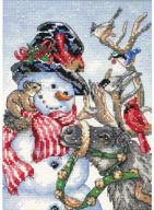 🎅 dimensions gold collection counted cross stitch kit: snowman and reindeer on 18 count white aida, 5'' x 7'' - complete winter craft project logo