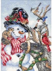 img 1 attached to 🎅 Dimensions Gold Collection Counted Cross Stitch Kit: Snowman and Reindeer on 18 Count White Aida, 5'' x 7'' - Complete Winter Craft Project