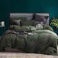🥑 ecocott avocado green duvet cover set - queen size, 100% washed cotton, ultra soft & cozy, zipper closure - includes 2 pillowcases, easy care & breathable logo
