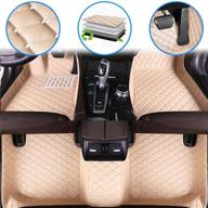 🚗 ruberpig custom luxury leather floor mats for dodge challenger 2door 2015-2019 - full coverage liner set in beige logo