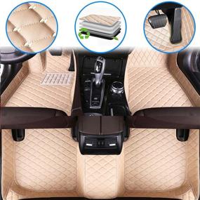 img 4 attached to 🚗 Ruberpig Custom Luxury Leather Floor Mats for Dodge Challenger 2door 2015-2019 - Full Coverage Liner Set in Beige