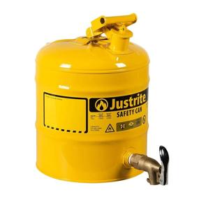 img 1 attached to 🧪 Justrite 7150250 5 Gallon Laboratory Safety Shelf Can with Brass Safety Bottom Faucet, Yellow - Premium Galvanized Steel Construction