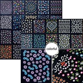 img 2 attached to 🌸 SkyCooool 92 Sheets Black White Colorful Flower 3D Mini Nail Art Decals Stickers for Women, Girls DIY