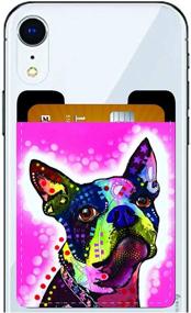 img 2 attached to 🐕 Dean Russo Boston Terrier Phone Pocket - Self-Adhesive Smartphone Wallet and Card Holder for Enhanced Convenience