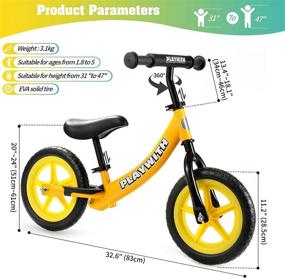 img 1 attached to PLAYWITH Balance Bike for Toddlers and Kids - Girl and Boy 18 months to 5 Years Old - No Pedal Push Bike with Footrest - Toddler Bicycle Scooter