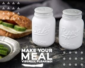 img 2 attached to 🔍 Charming Vintage Mason Jar Salt & Pepper Shakers by Comfify: Décor for Vintage, Rustic, Shabby Chic - Sturdy Ceramic in White!