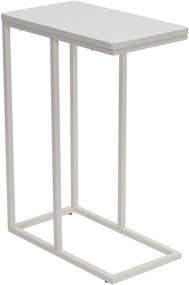 img 4 attached to 🏠 Stylish Household Essentials Narrow End Table: White Industrial Design, Metal C Shaped Frame, Rectangle Wood Top