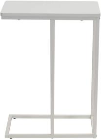 img 2 attached to 🏠 Stylish Household Essentials Narrow End Table: White Industrial Design, Metal C Shaped Frame, Rectangle Wood Top