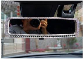 img 1 attached to 💎 Bling Diamond Clip-On Rear View Mirror: Stylish Car Interior Decor for Women