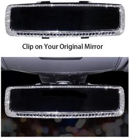 img 4 attached to 💎 Bling Diamond Clip-On Rear View Mirror: Stylish Car Interior Decor for Women