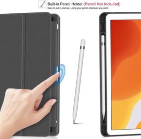 img 1 attached to 📱 Soke New iPad 10.2 Case with Pencil Holder for iPad 9th Gen 2021 /8th Gen 2020/7th Gen 2019- Premium Shockproof Case, Soft TPU Back Cover & Auto Sleep/Wake for iPad 10.2 Inch, BookBlack