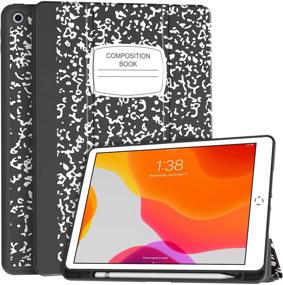 img 4 attached to 📱 Soke New iPad 10.2 Case with Pencil Holder for iPad 9th Gen 2021 /8th Gen 2020/7th Gen 2019- Premium Shockproof Case, Soft TPU Back Cover & Auto Sleep/Wake for iPad 10.2 Inch, BookBlack