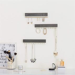 img 3 attached to 📿 MyGift Weathered Gray Wood Wall-Mounted Jewelry Organizer: 6-Piece Hooks, Bracelet & Necklace Holder Rack Set