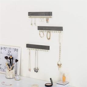 img 2 attached to 📿 MyGift Weathered Gray Wood Wall-Mounted Jewelry Organizer: 6-Piece Hooks, Bracelet & Necklace Holder Rack Set