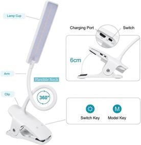 img 2 attached to 🔌 USB Rechargeable LED Reading Light with Clip - Deaunbr Book Lights, Eye Protection 24 LEDs, Flexible Neck Night Bed Lamp, Touch Control Portable Wireless Clamp Desk Lamps for Bed Headboard, Computers