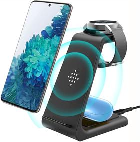 img 4 attached to Беспроводная зарядная станция для Samsung Galaxy S20/S10/S9/Note10, Galaxy Buds+, Galaxy Watch Active2/1, Gear S2/S3, iPhone 12/11/XS - Станция быстрой беспроводной зарядки с сертификатом Qi