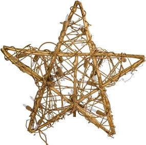 img 2 attached to 🌟 Gold Rattan Star Treetop by Kurt Adler - 20-Light Option