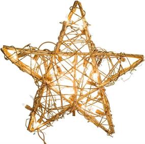 img 3 attached to 🌟 Gold Rattan Star Treetop by Kurt Adler - 20-Light Option