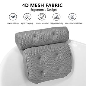 img 1 attached to Spa Bath Pillow for Tub - PJYban | Head, Neck, and Back Support | Non-Slip Suction Cups | Extra Thick and Soft Air Mesh | Machine Washable | Fits All Bathtubs