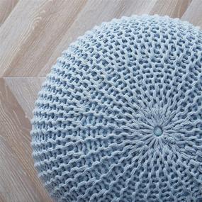 img 1 attached to 🔵 Round Knit Pouf in Light Blue - Hand-Woven Cotton by Urban Shop