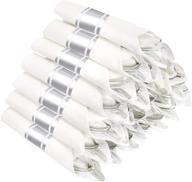 🍽️ wellife 50 pack pre rolled napkins with silver plastic cutlery set, elegant disposable silverware includes: 50 silver knives, 50 silver forks, 50 silver spoons, 50 white napkins logo