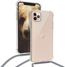 img 1 attached to 📱 kwmobile Clear TPU Crossbody Case for Apple iPhone 11 Pro Max - Phone Cover with Lanyard Strap - Transparent/Light Grey