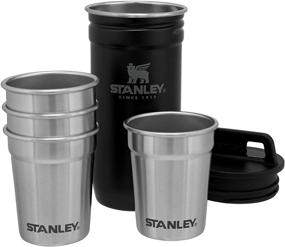 img 1 attached to Stanley Stainless Steel Shot Glass and Flask Set - Outdoor Adventure Pack with 4 Metal Shot Glasses, 8oz Whiskey Flask, and Travel Carry Case