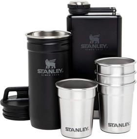 img 4 attached to Stanley Stainless Steel Shot Glass and Flask Set - Outdoor Adventure Pack with 4 Metal Shot Glasses, 8oz Whiskey Flask, and Travel Carry Case