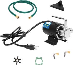 img 4 attached to 💧 Black Water Transfer Pump 115V 1/10 HP 330 GPH with 3/4 inch Ports, Suction Hose, Spare Impeller - Electric Utility Pump