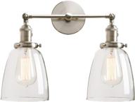 permo double sconce vintage industrial antique 2-lights wall sconces with oval cone clear glass shade (brushed) logo