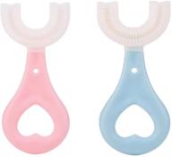 🦷 2-pack kids u-shaped toothbrush with food grade soft silicone brush head for toddlers and children - manual training toothbrush logo