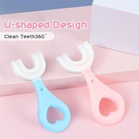 img 2 attached to 🦷 2-Pack Kids U-Shaped Toothbrush with Food Grade Soft Silicone Brush Head for Toddlers and Children - Manual Training Toothbrush