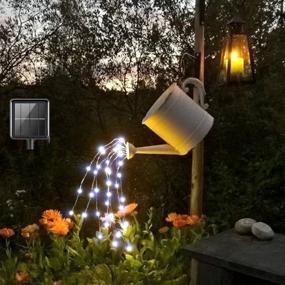 img 2 attached to YITING Watering Can Fairy Lights Solar Powered Outdoor Waterproof (No Watering Can) 200 LED 8 Modes Cool White Waterfall Bunch Lights Firefly Moon Plants Christmas Tree Vines Decorations