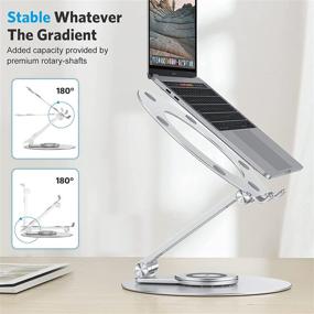 img 1 attached to 🔁 360 Rotating Adjustable Laptop Stand, OMOTON Ergonomic Laptop Riser for Collaborative Work, Foldable with Dual Rotary Shaft, Suitable for MacBook / Laptops up to 16 inches