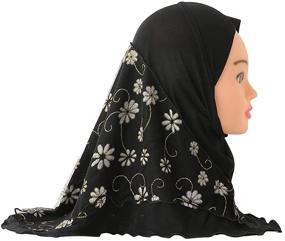 img 2 attached to Исламские тюрбаны-платки с цветочными узорами для моды мусульманских девочек и аксессуарные шарфы.